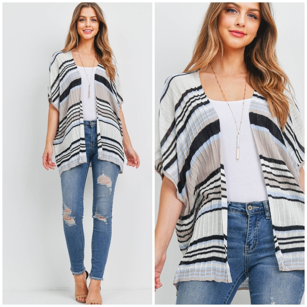 Casual Chic Light Knitted Short Sleeves Kimono